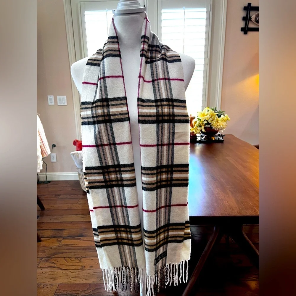 Men’s Classic Plaid Scarf 65”X 11.5” Super soft hand feel Made in Germany